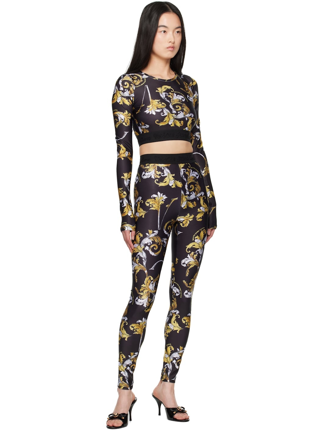 Black Outline Barocco Leggings - 4