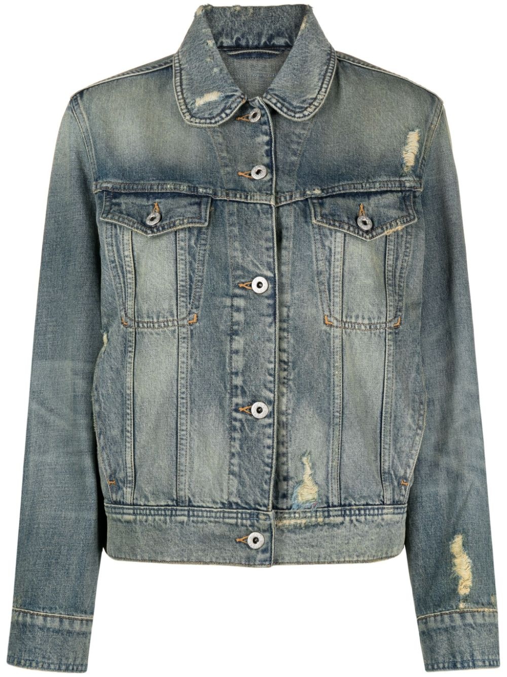 Peter Pan-collar ripped denim jacket - 1