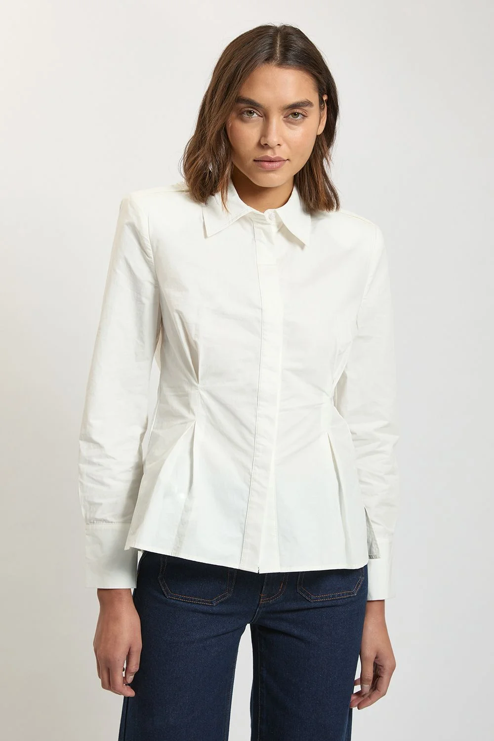 Harper's Bazaar Cotton Poplin Military Shirt - 1