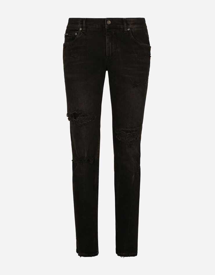 Skinny stretch denim jeans with rips - 1