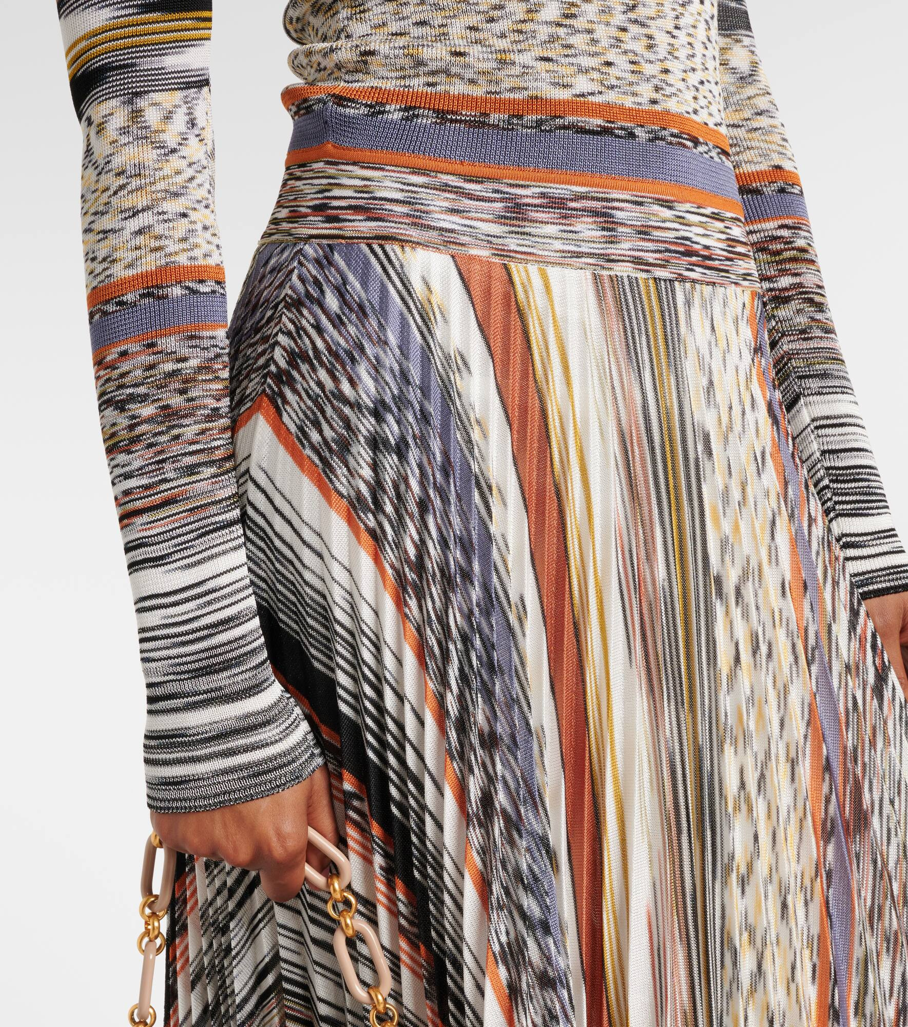 Knitted pleated striped maxi dress - 5
