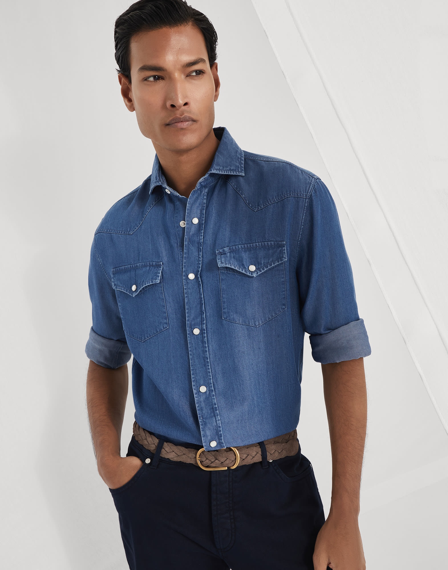 Lyocell lightweight denim easy fit Western shirt - 4