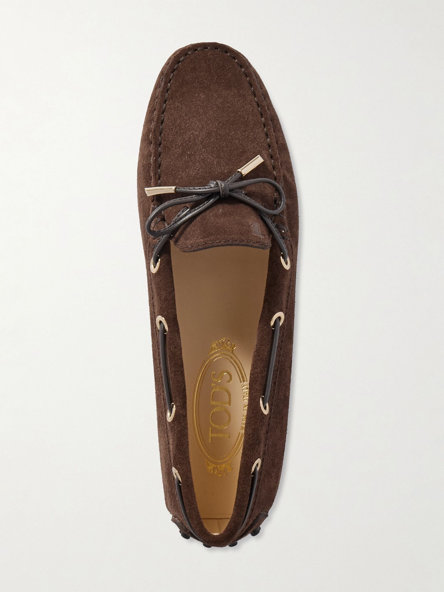 Gommino leather-trimmed suede loafers Chocolate - 5