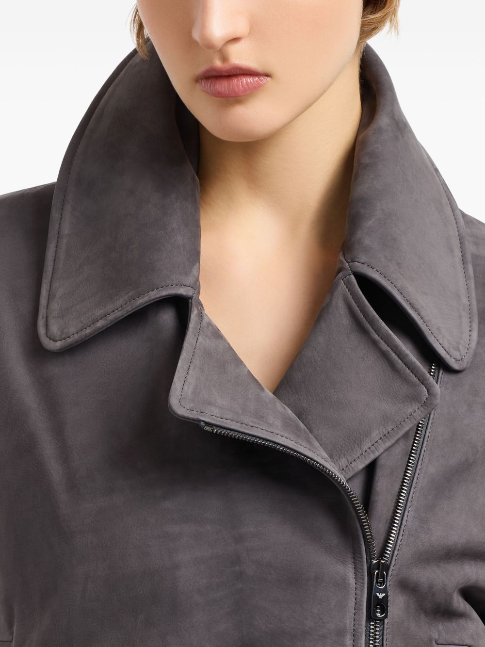 belted asymmetrical-zip jacket - 5