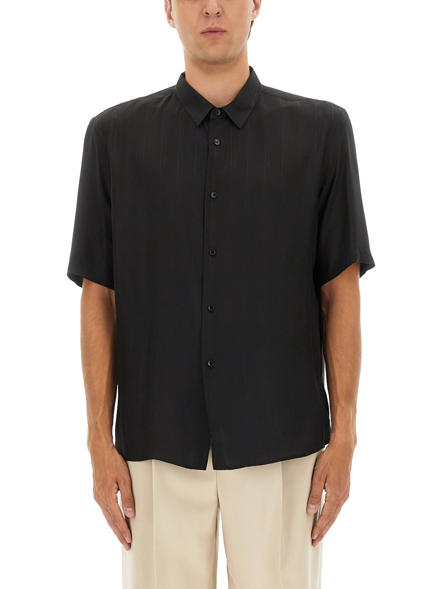 CASSANDRE SILK MATTE AND SHINY STRIPED SHIRT - 1