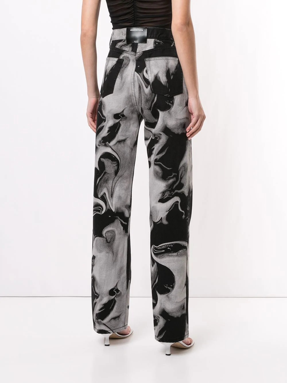 printed wide-leg trousers - 4