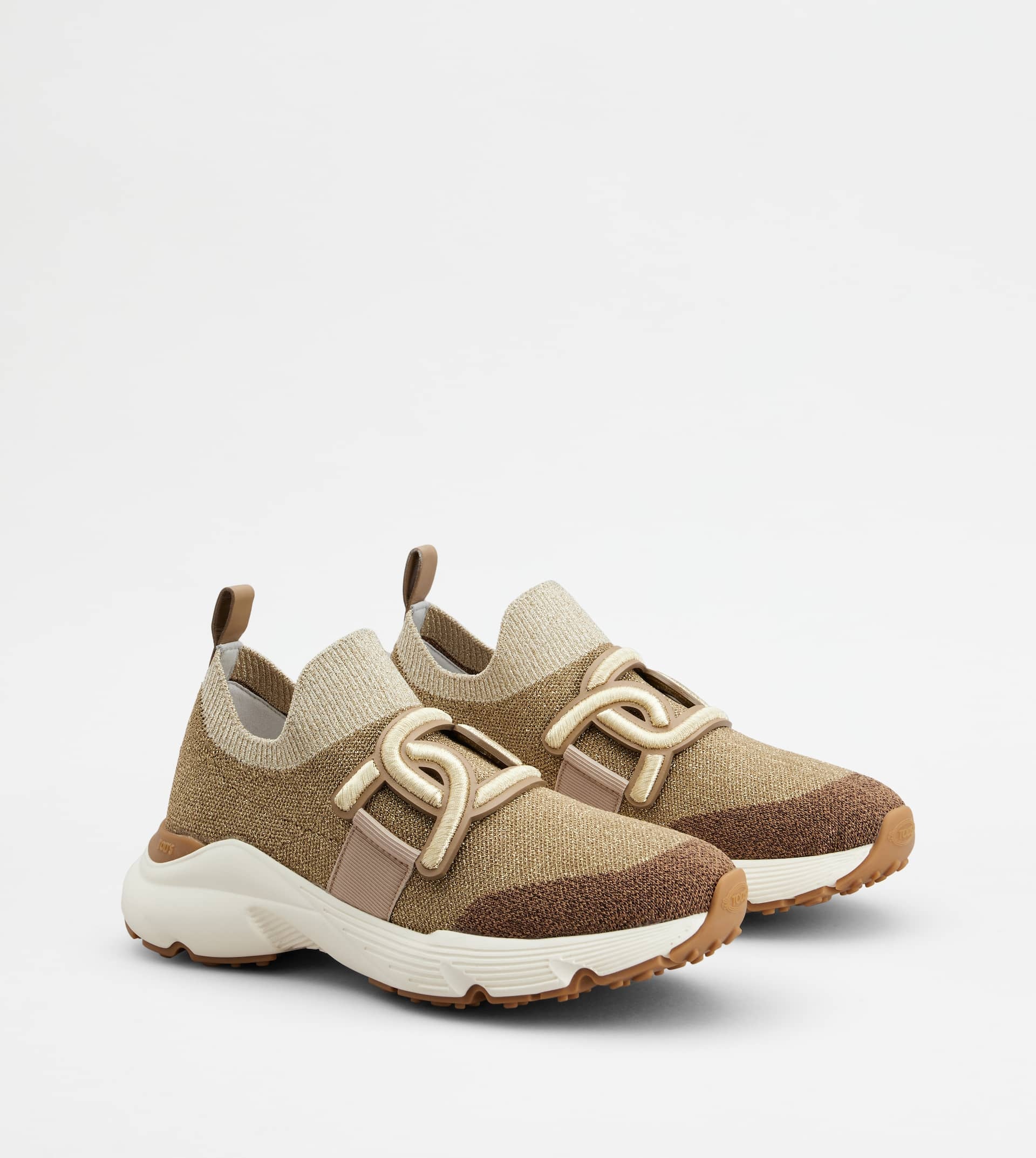 KATE SLIP-ON SNEAKERS IN FABRIC - GOLD, BROWN - 3