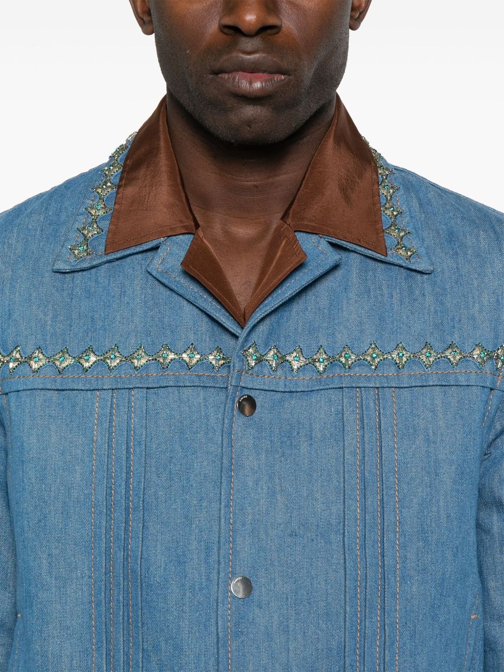 crystal-embellished pleated jacket - 5