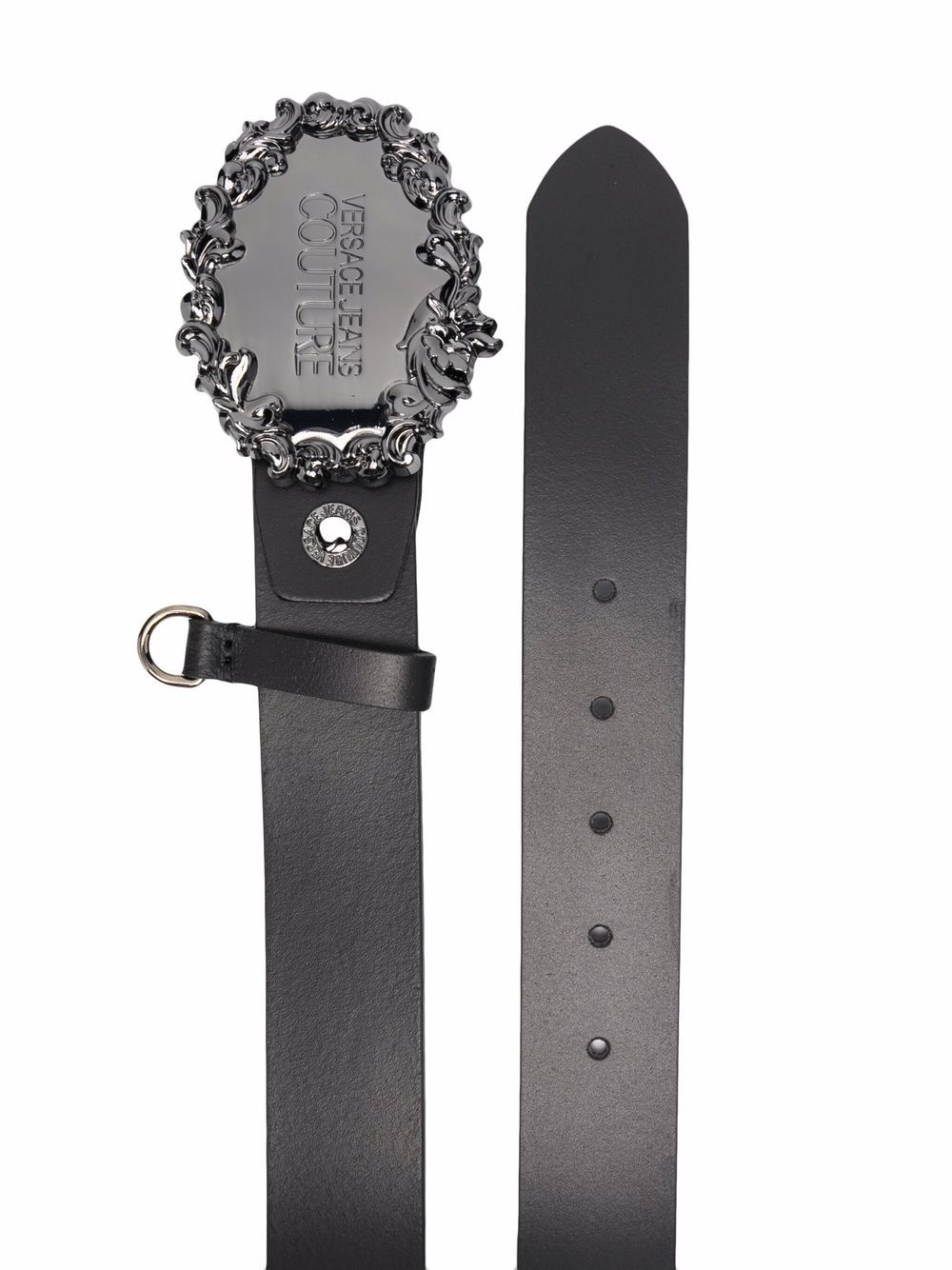 engraved logo-buckle belt - 2