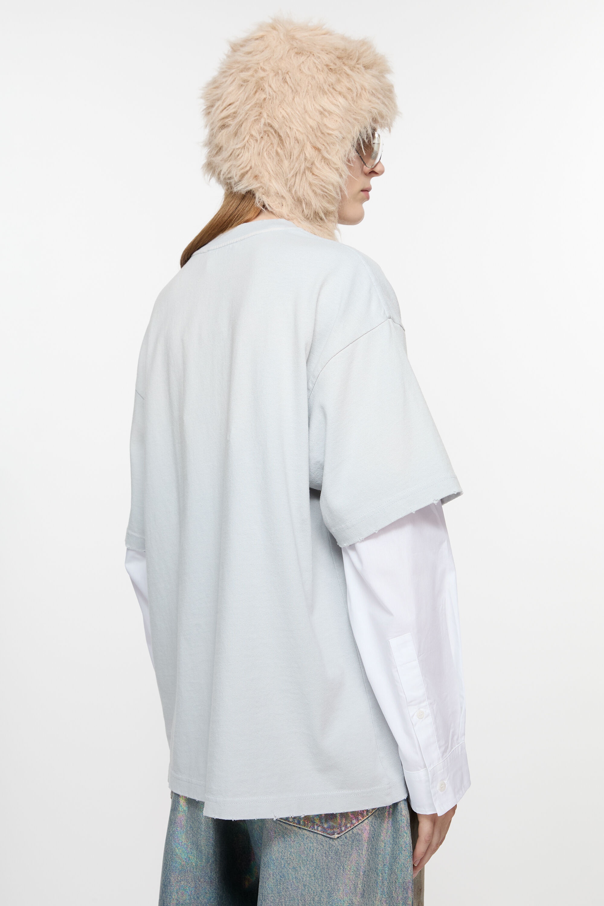 Acne Studios Layered print t-shirt - Light grey | REVERSIBLE