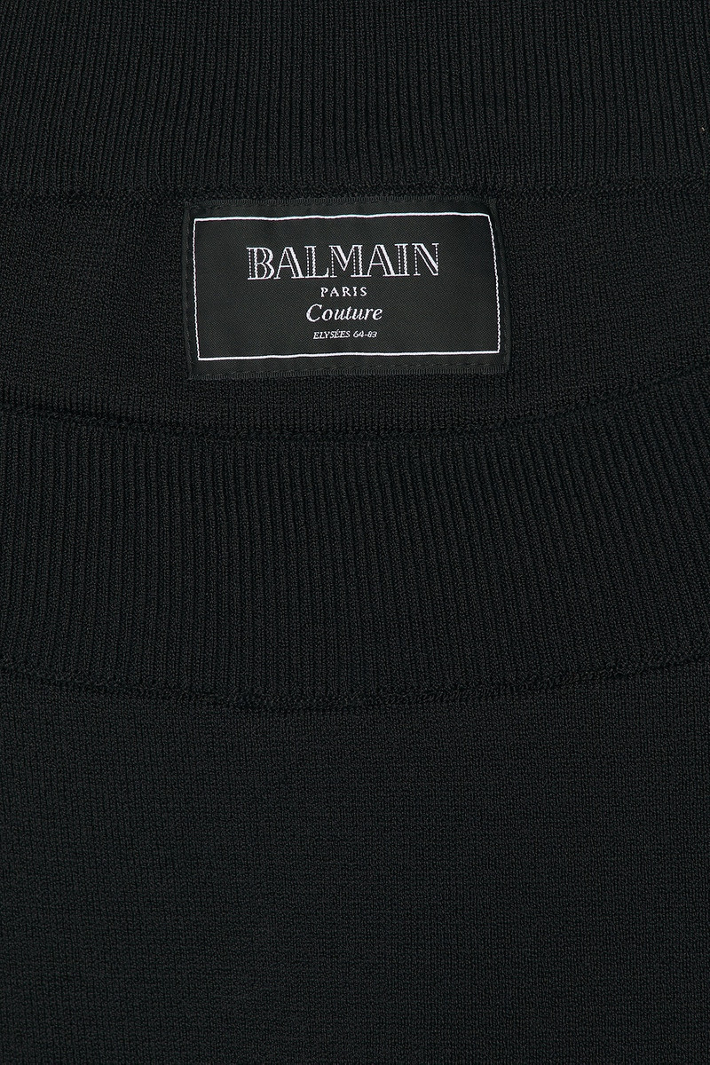 Balmain Boat Neck Double Collar Knit Crop Top outlook