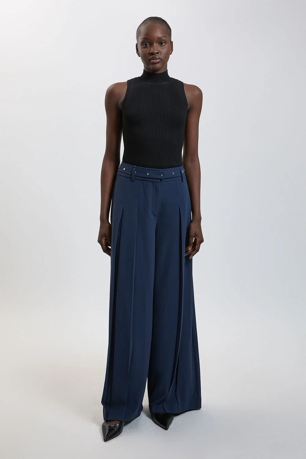 Tailored Crepe Pleated Trousers - 1