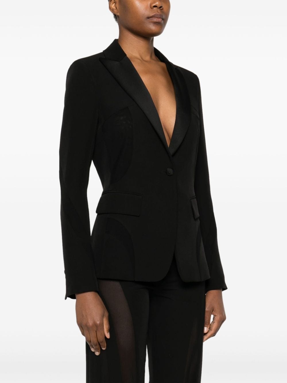 sheer-panelled blazer - 3