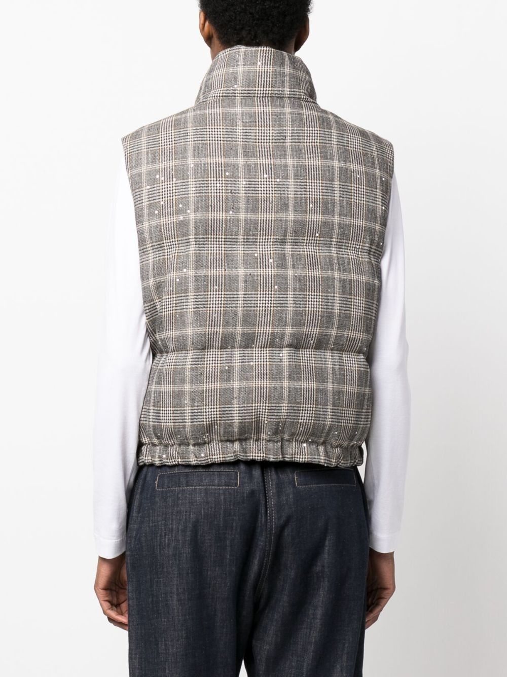 check-print padded gilet - 4