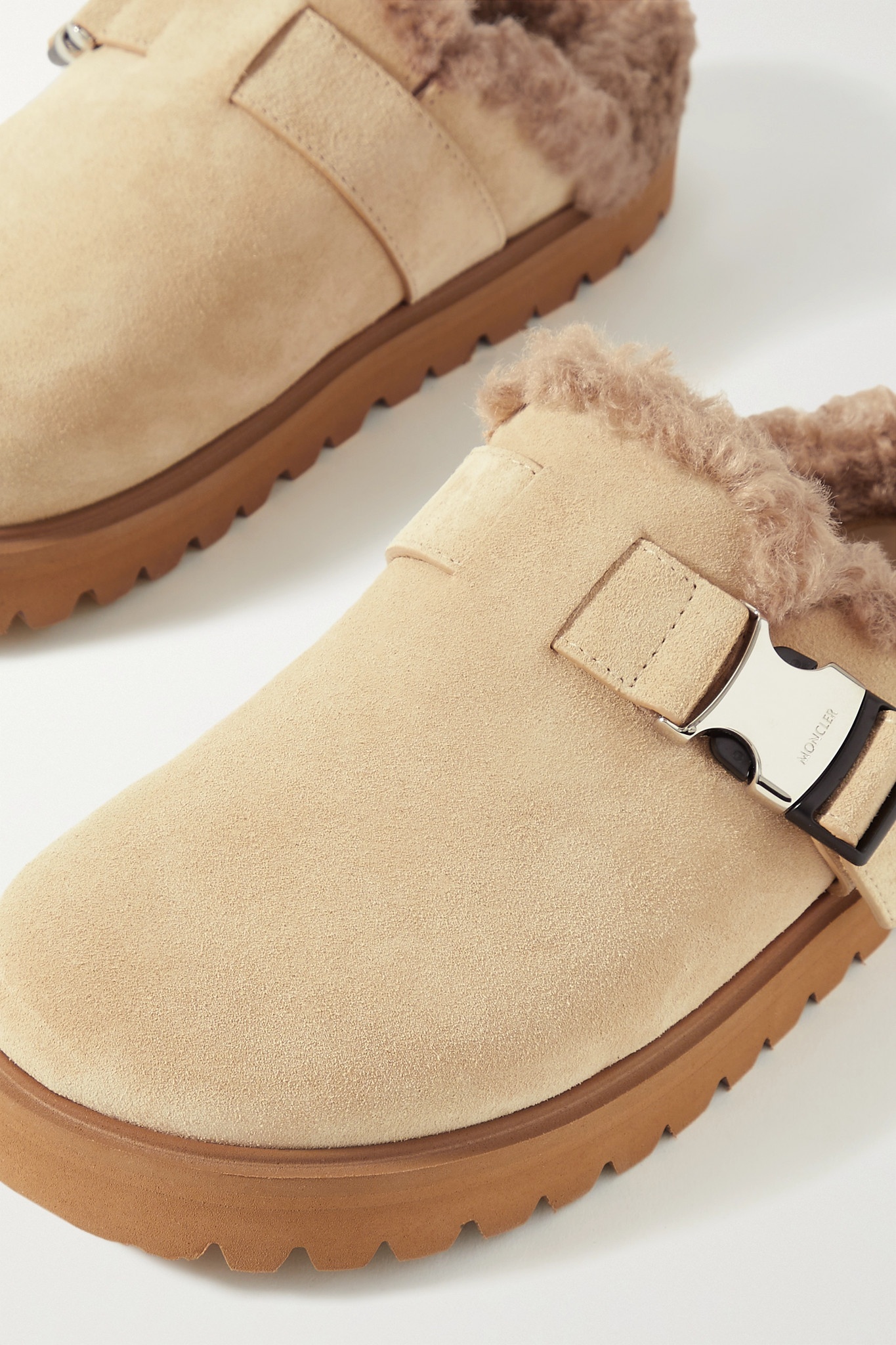 Mon faux shearling-lined suede mules - 4