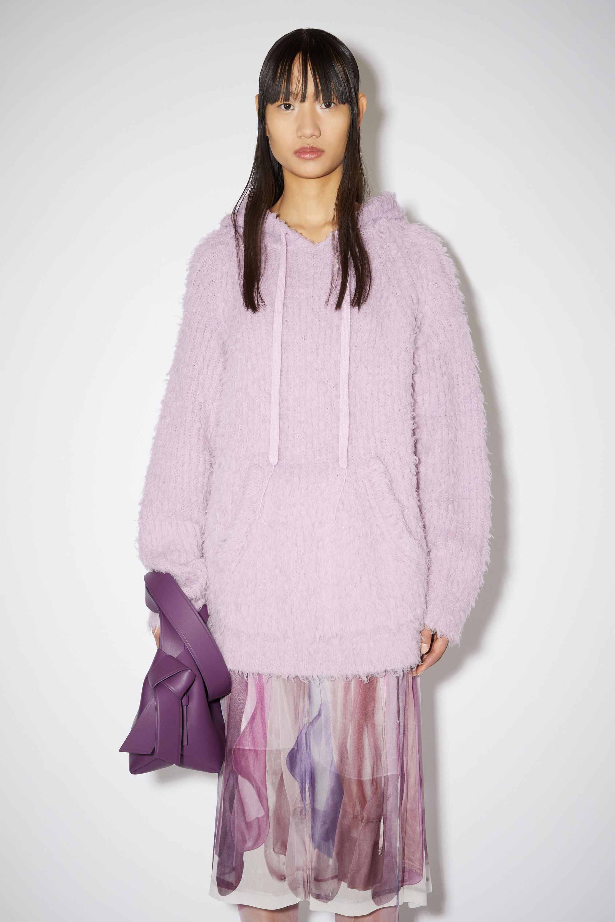 Fluffy wool-blend hoodie - Pale lilac - 2