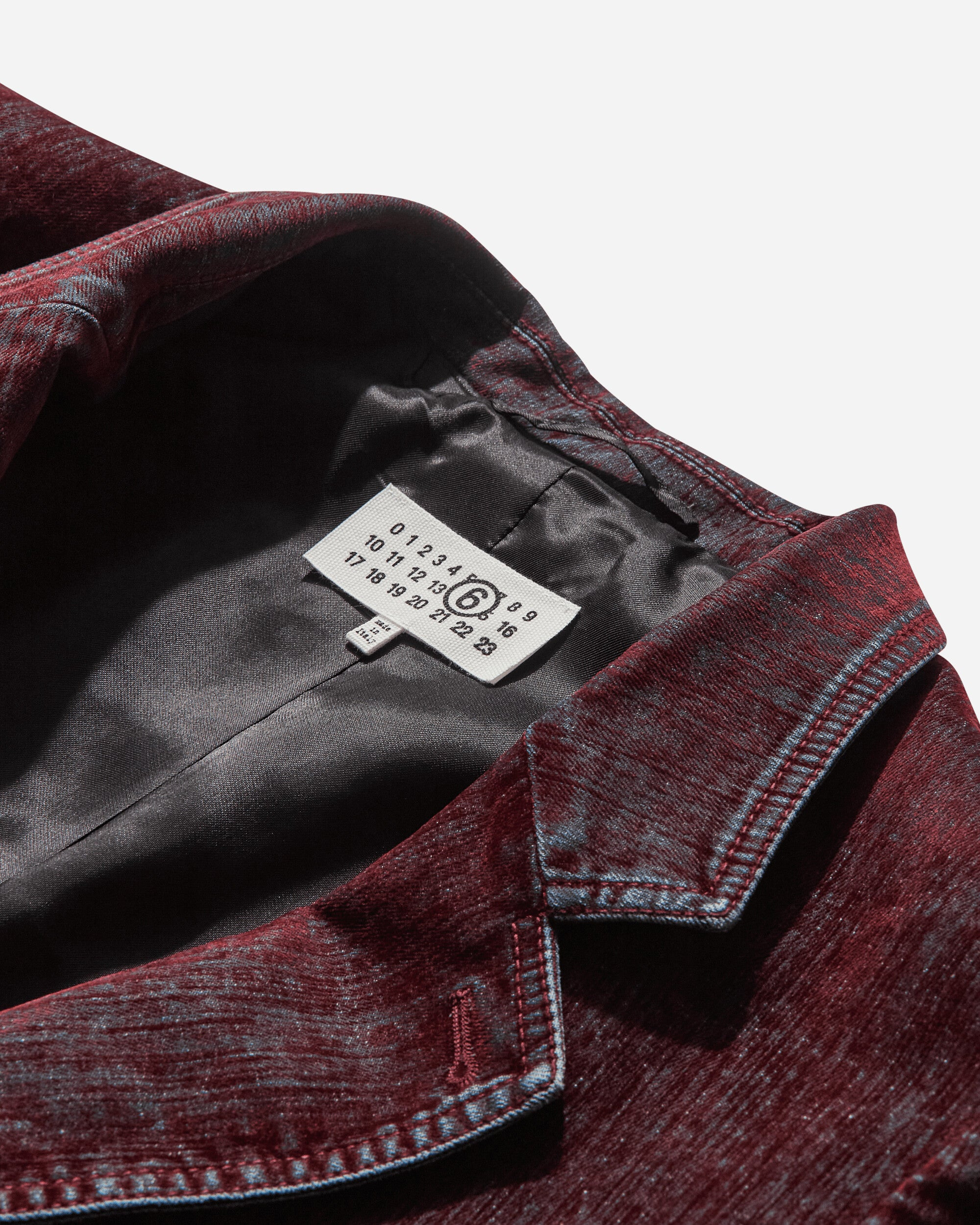 Men's Flocked Denim Suit Jacket Bordeaux - 3