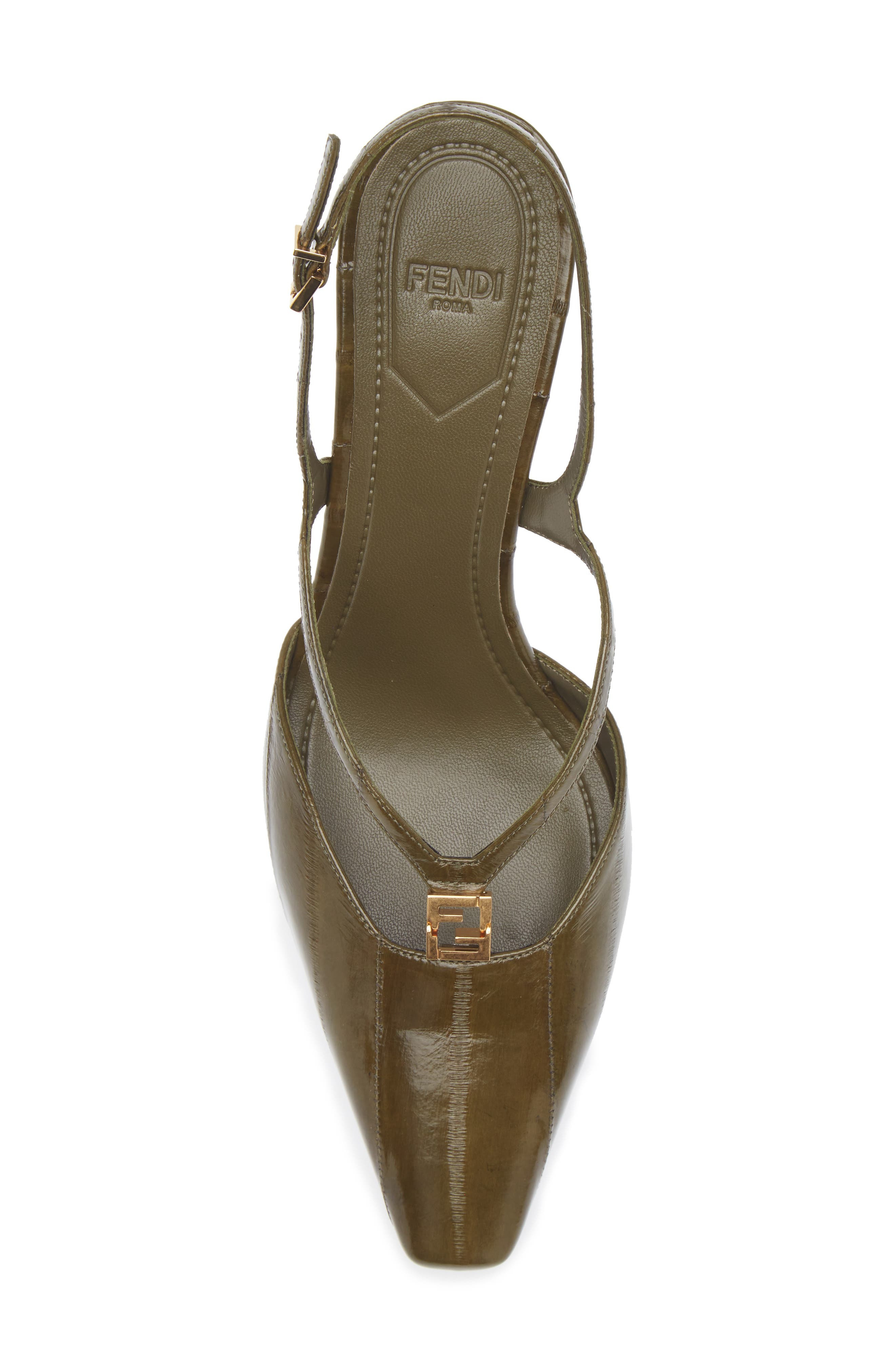 Fendi FFold Genuine Eel Pump in Olive at Nordstrom - 5