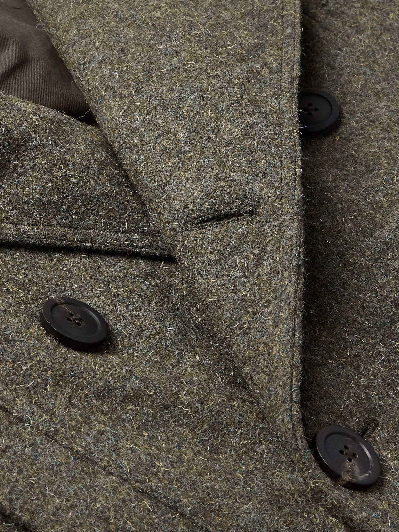 Officer Double-Breasted Melton Wool Coat Green - 5