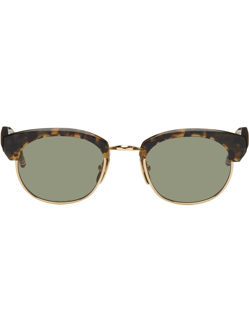 Brown Acetate & Titanium Oval Sunglasses 1
