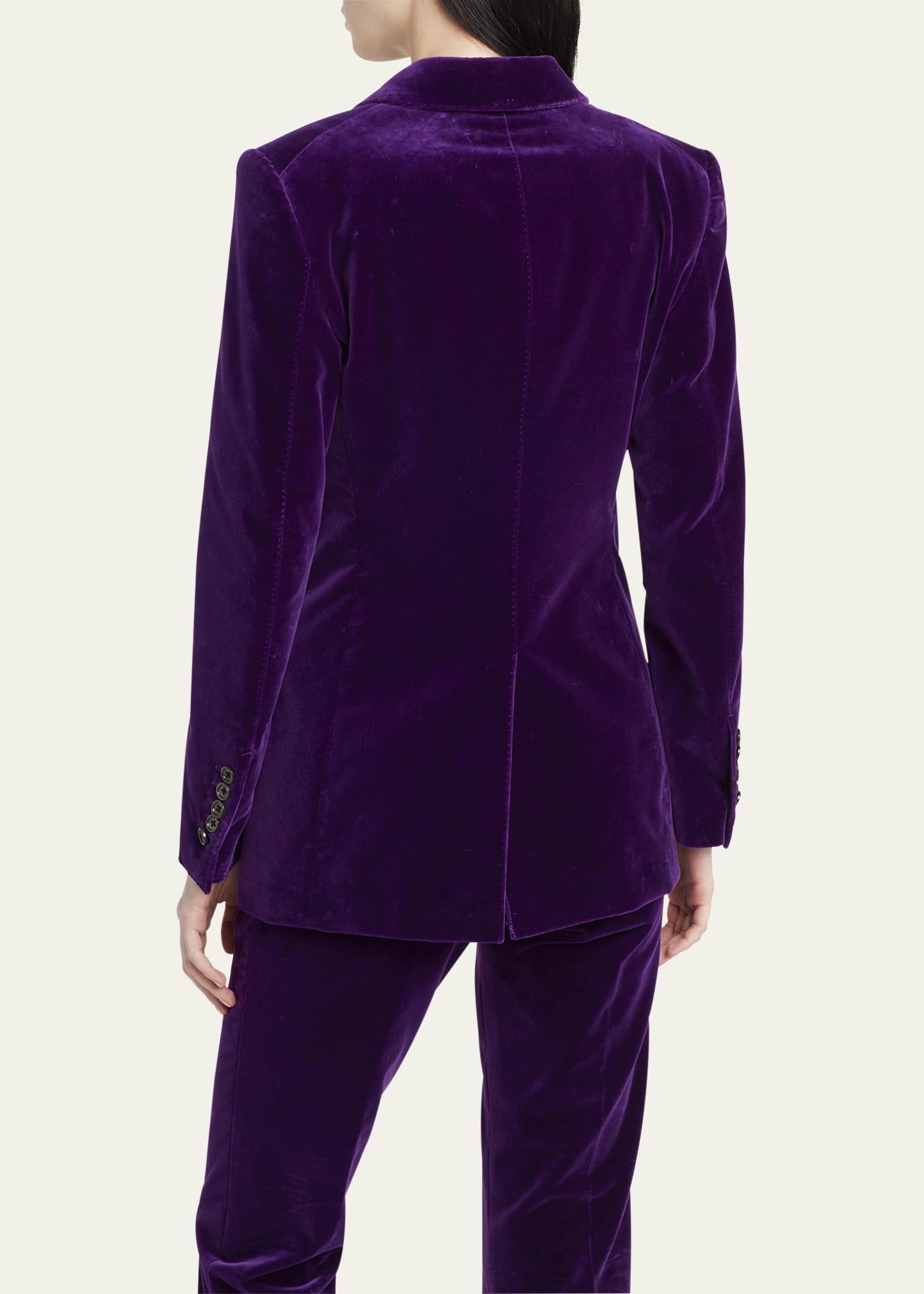 Double-Breasted Velvet Blazer - 3