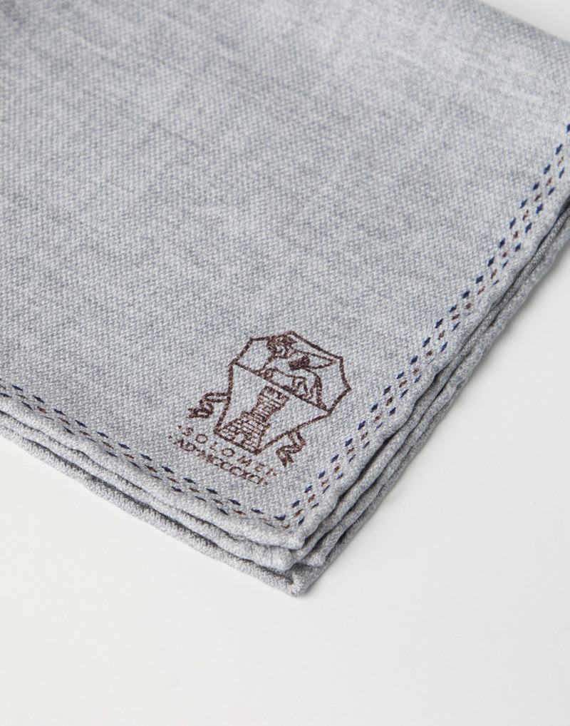 Brunello Cucinelli Silk pocket square with logo outlook