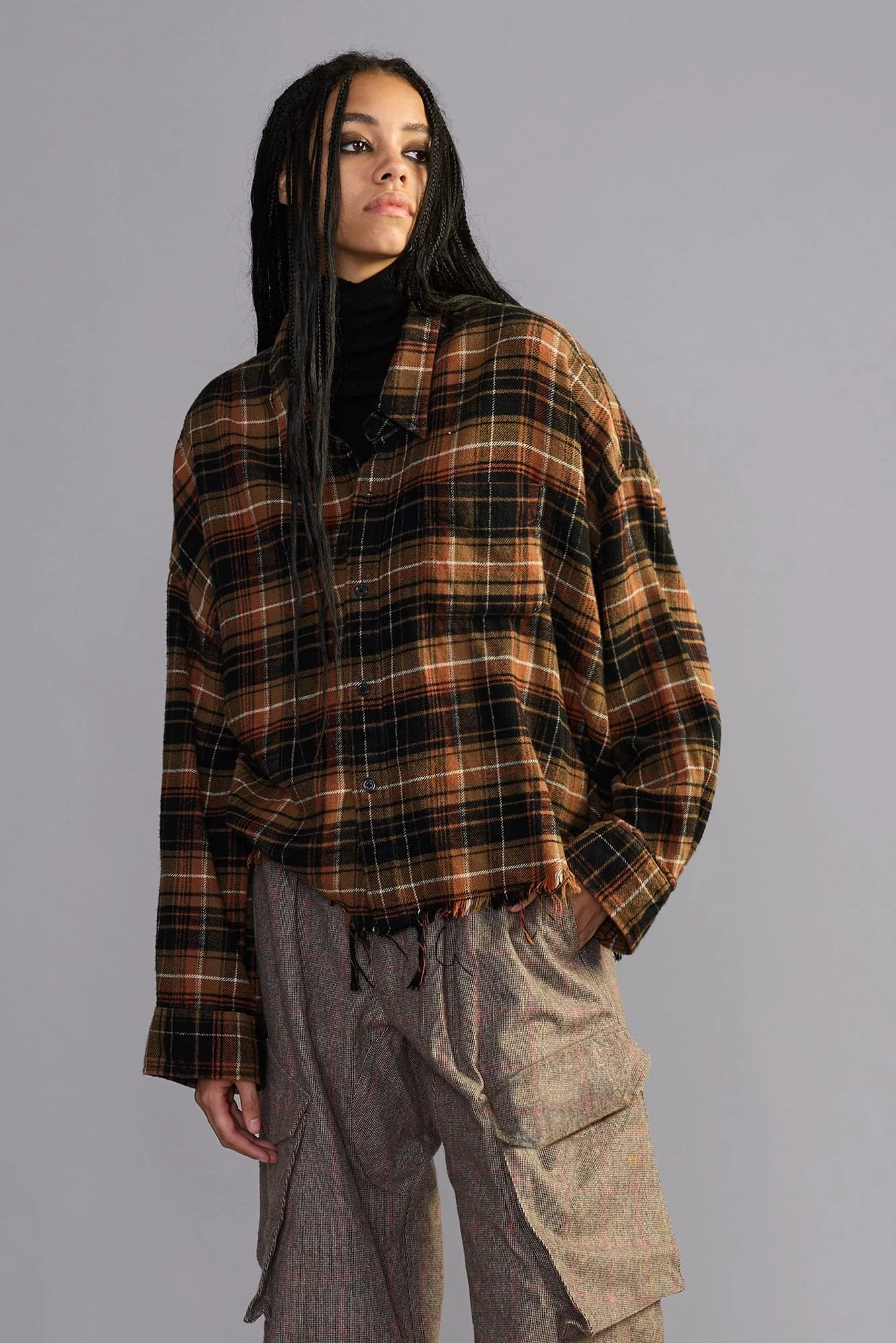 Drop Neck Cropped Shirt - 1