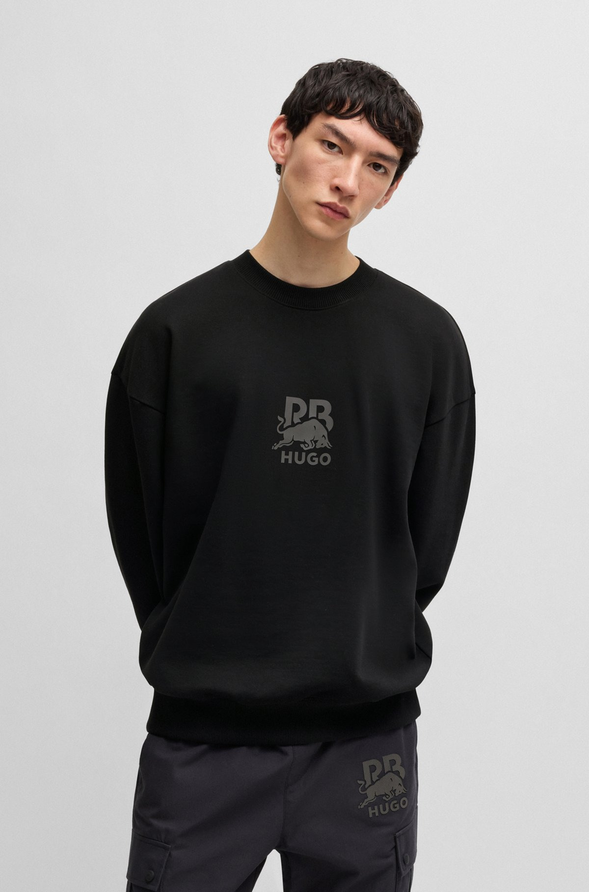 HUGO X RB COTTON-TERRY SWEATSHIRT WITH CARBON STEALTH LOGO - 2