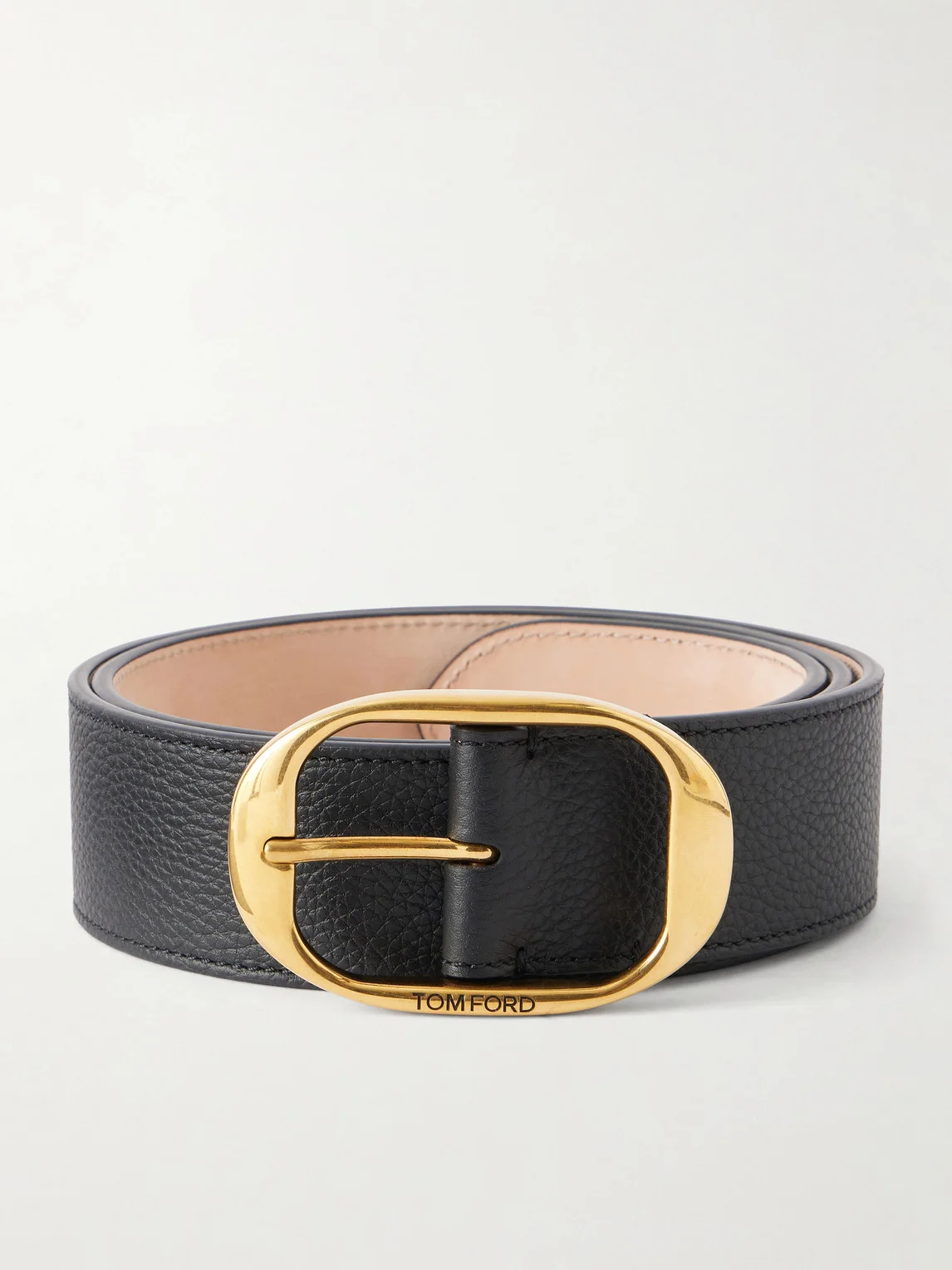 4cm Logo-Engraved Full-Grain Leather Belt - 1