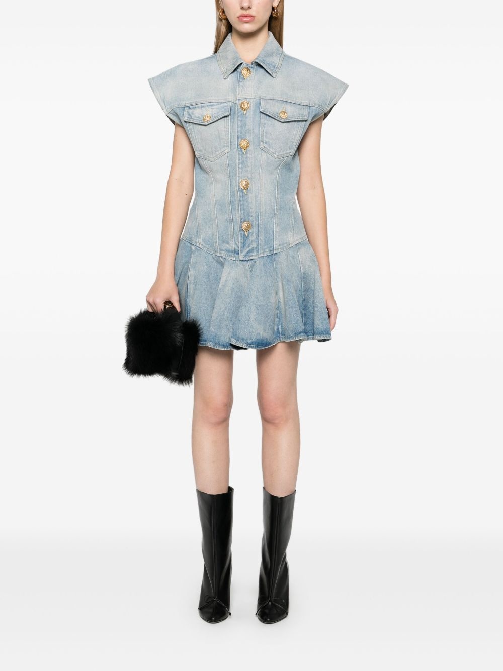 denim mini dress - 2