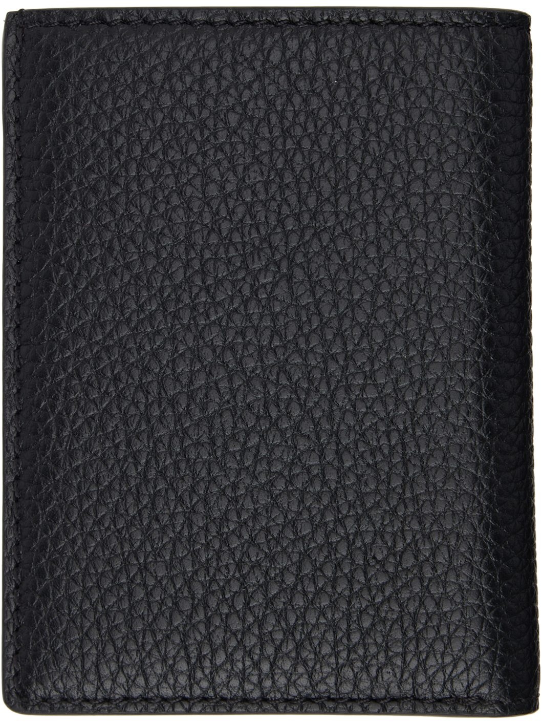 Black Grain Leather Folding Card Holder - 2
