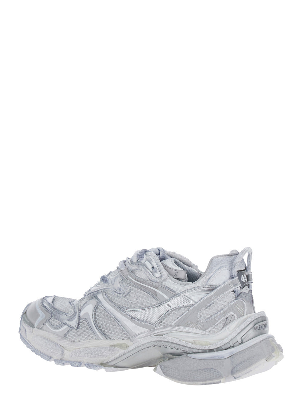 Balenciaga Men Grey Low Top Sneakers With Logo Lettering On The Heel And Panelled Design In Tech Fab - 3