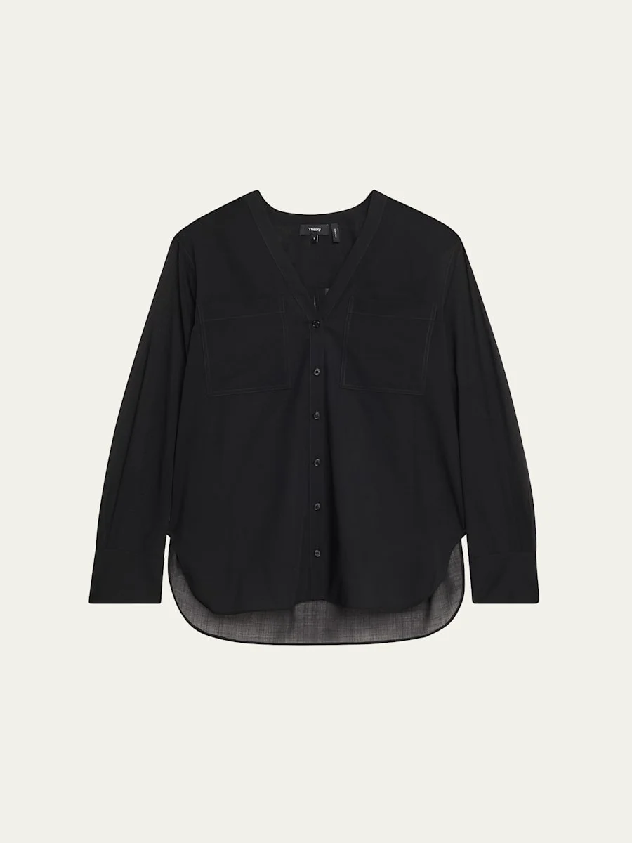 Oversized Lightweight Button-Front Shirt - 1