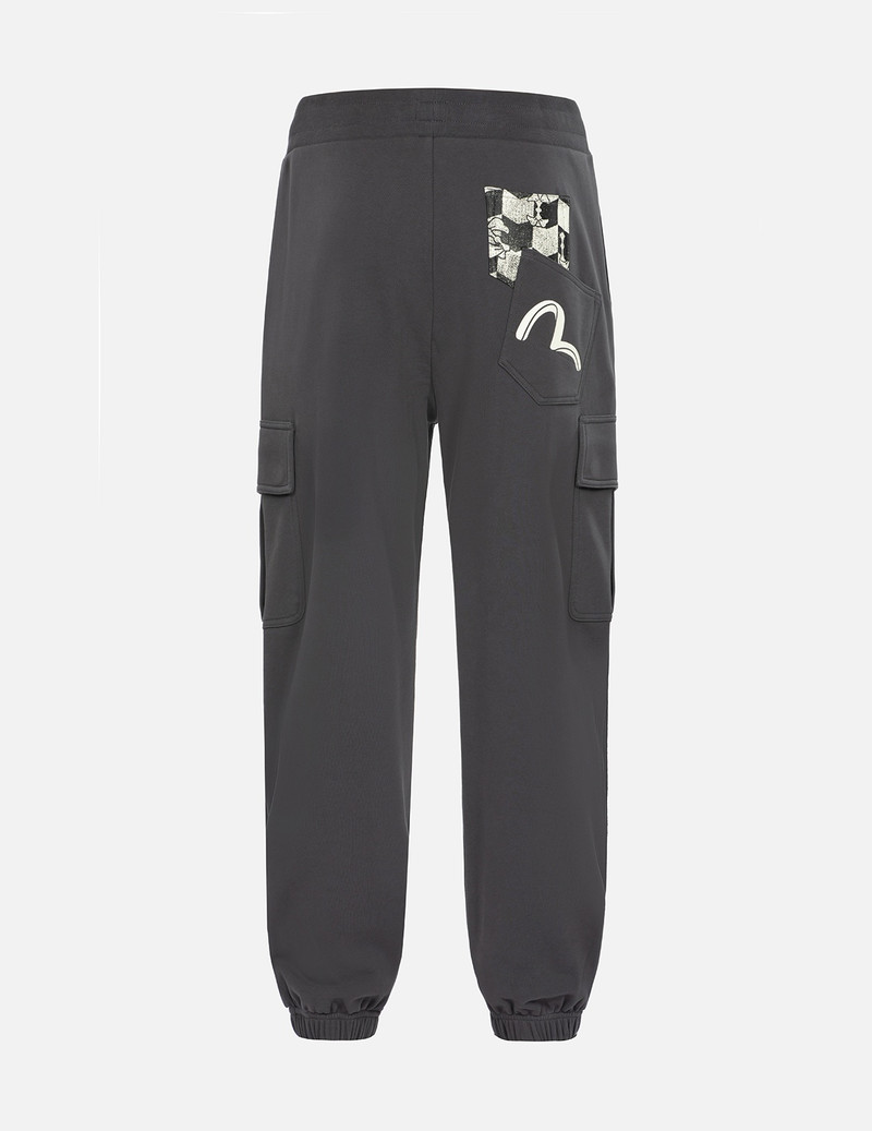 EVISU LOGO PRINT STRAIGHT FIT CARGO SWEATPANTS outlook