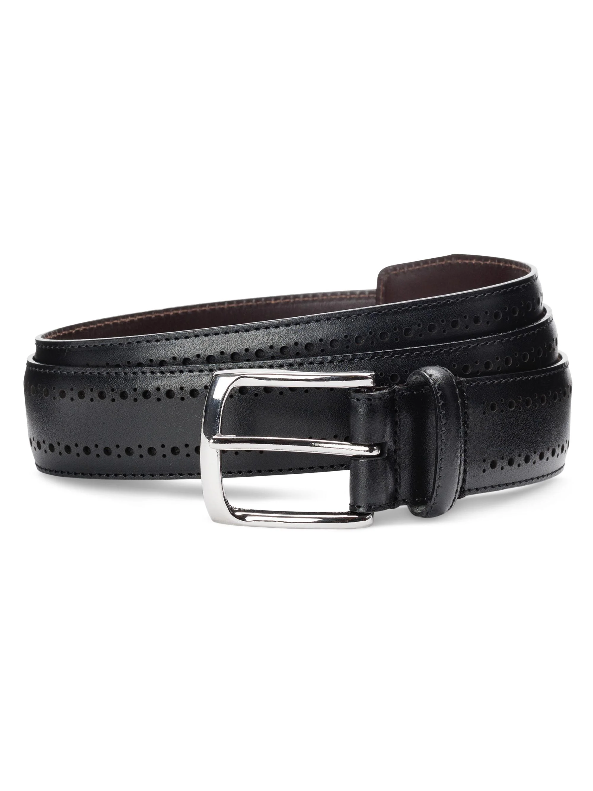 Men's Manistee Brogue Leather Belt - Black - 1