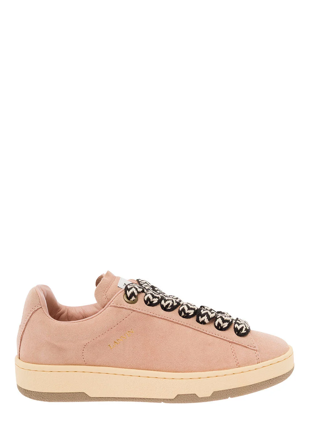 Lanvin Women 'Lite Curb' Pink Low Top Sneakers With Oversized Multicolor Laces In Suede Woman - 1