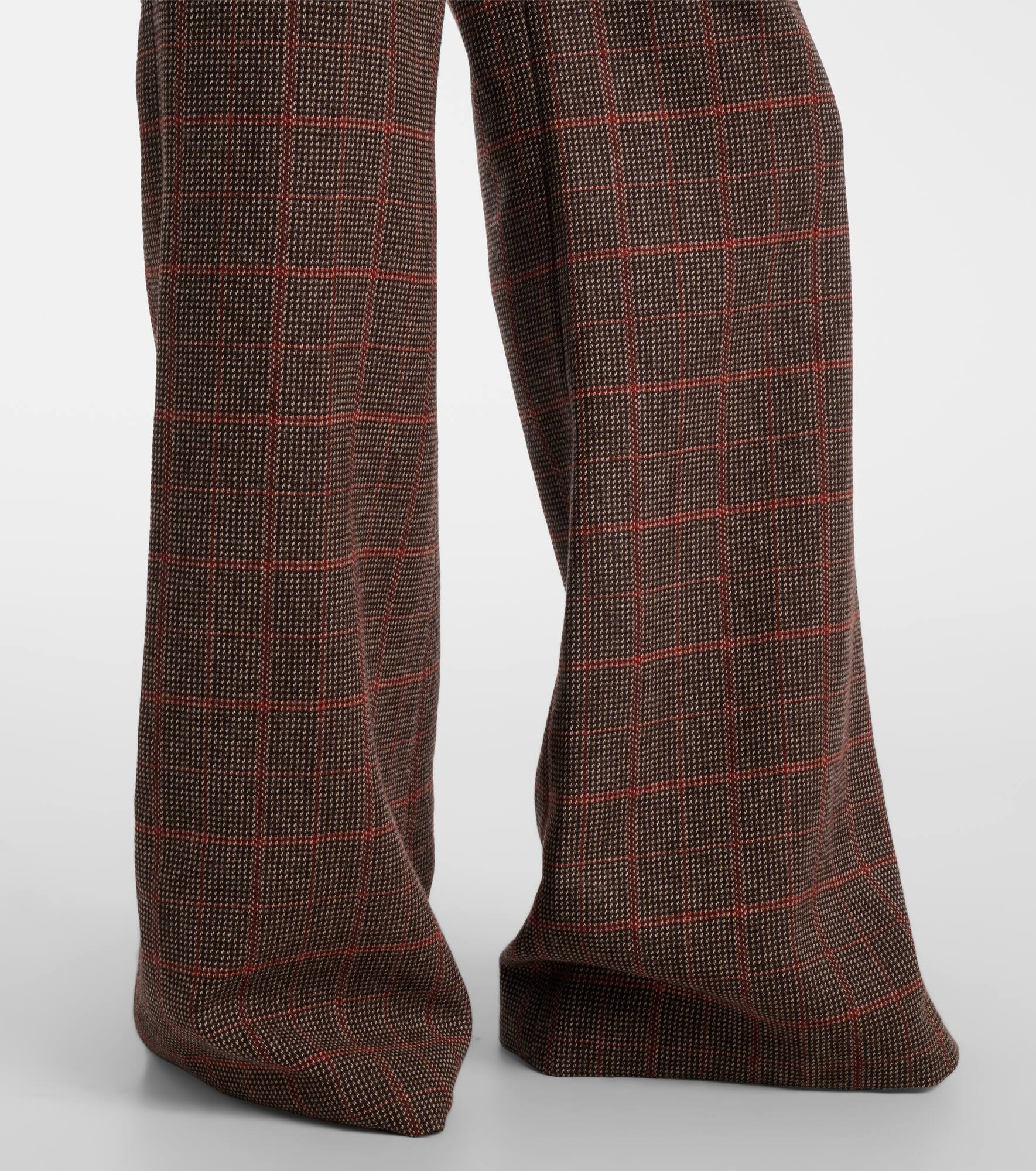 Checked high-rise wool flared pants - 5