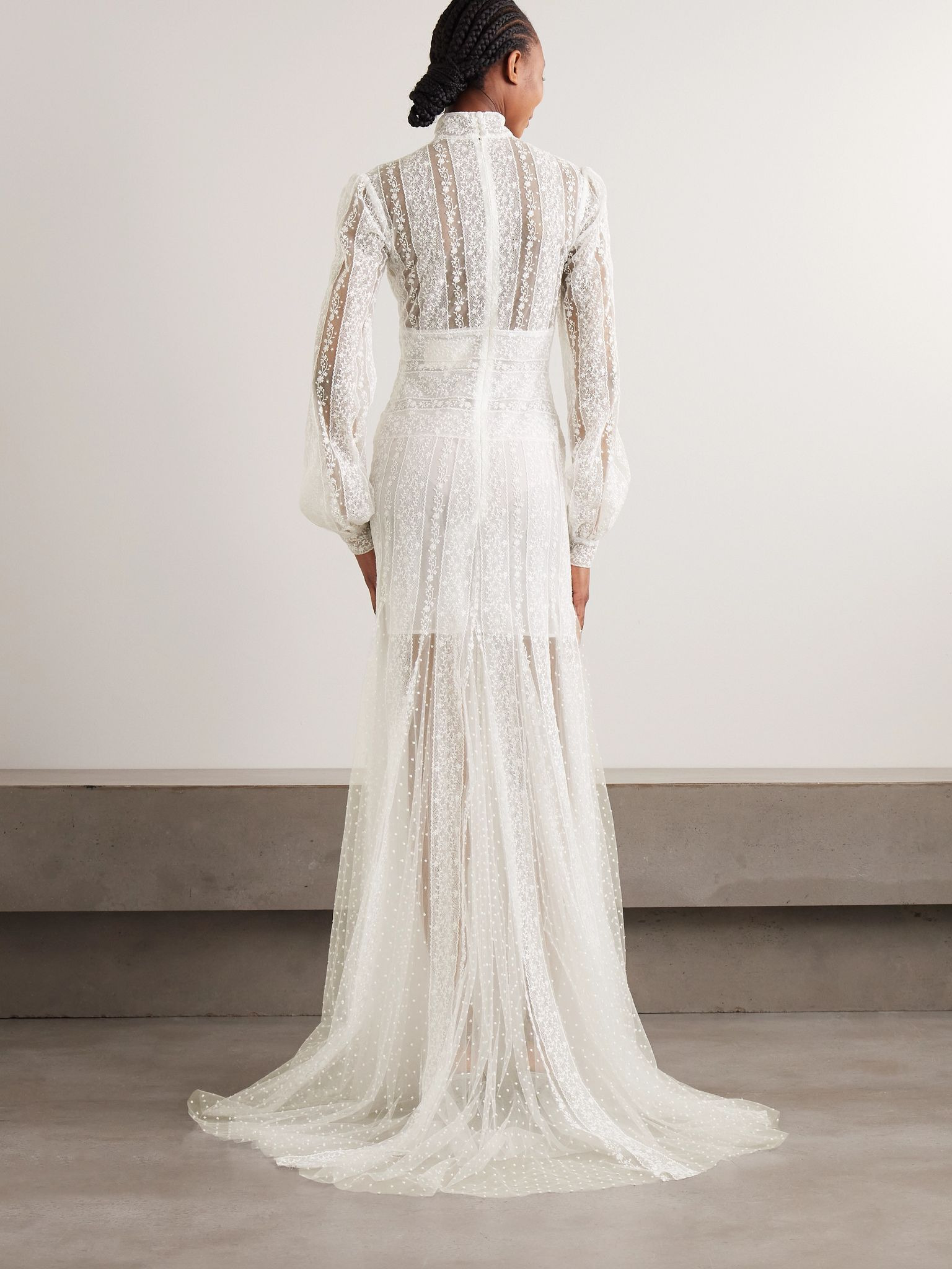 Theia embroidered tulle gown Off-white - 3
