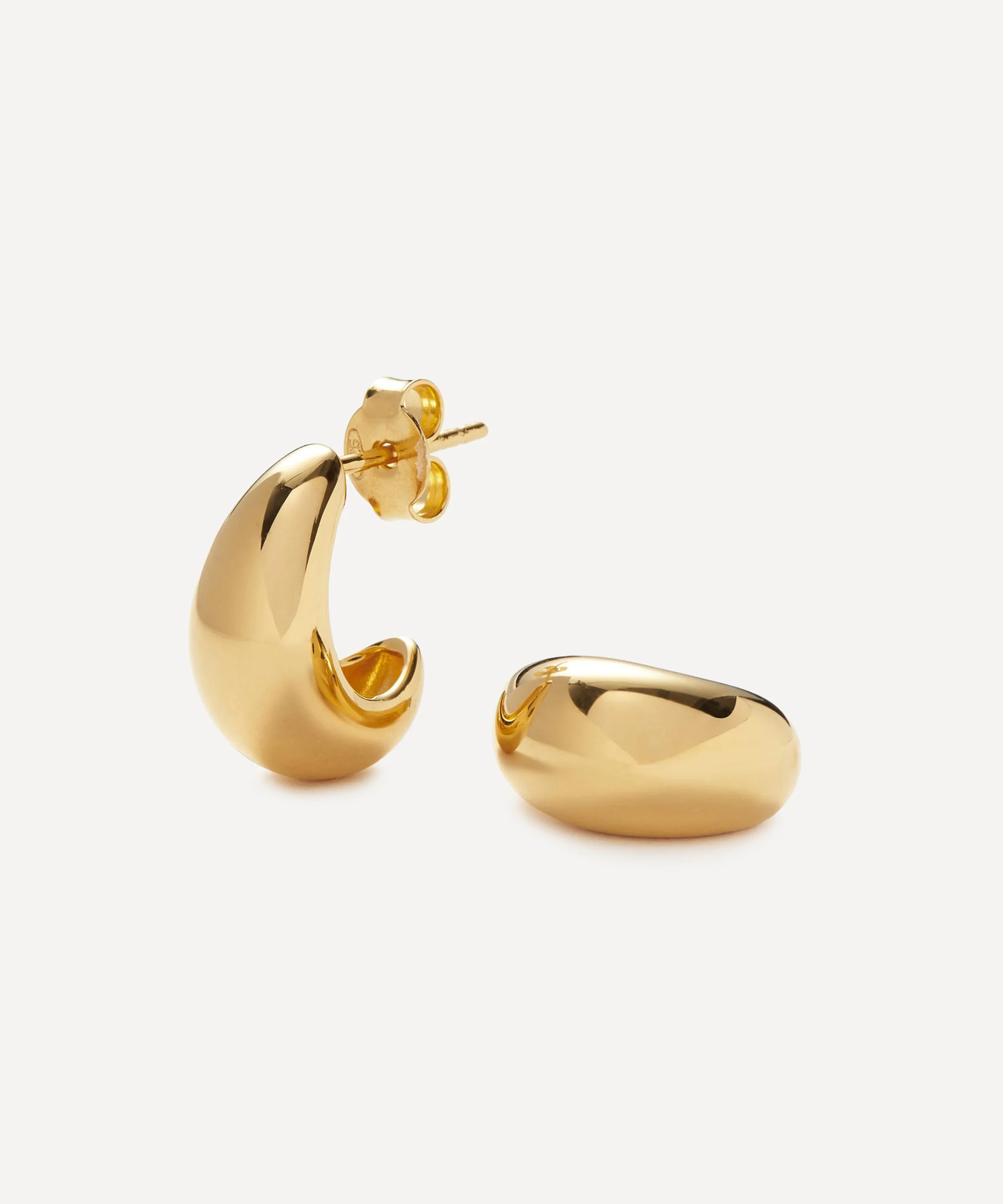 X Savi 18ct Gold-Plated Vermeil Silver Dome Mini Hoop Earrings - 1