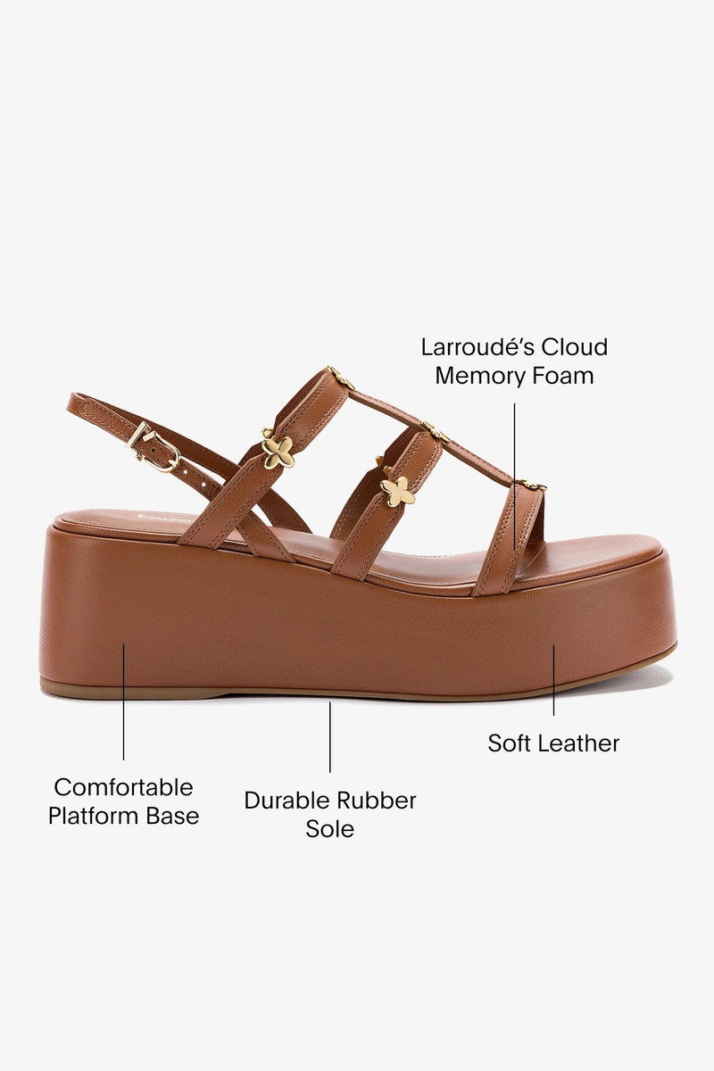 Harmony Flatform Sandal In Caramel Leather 5