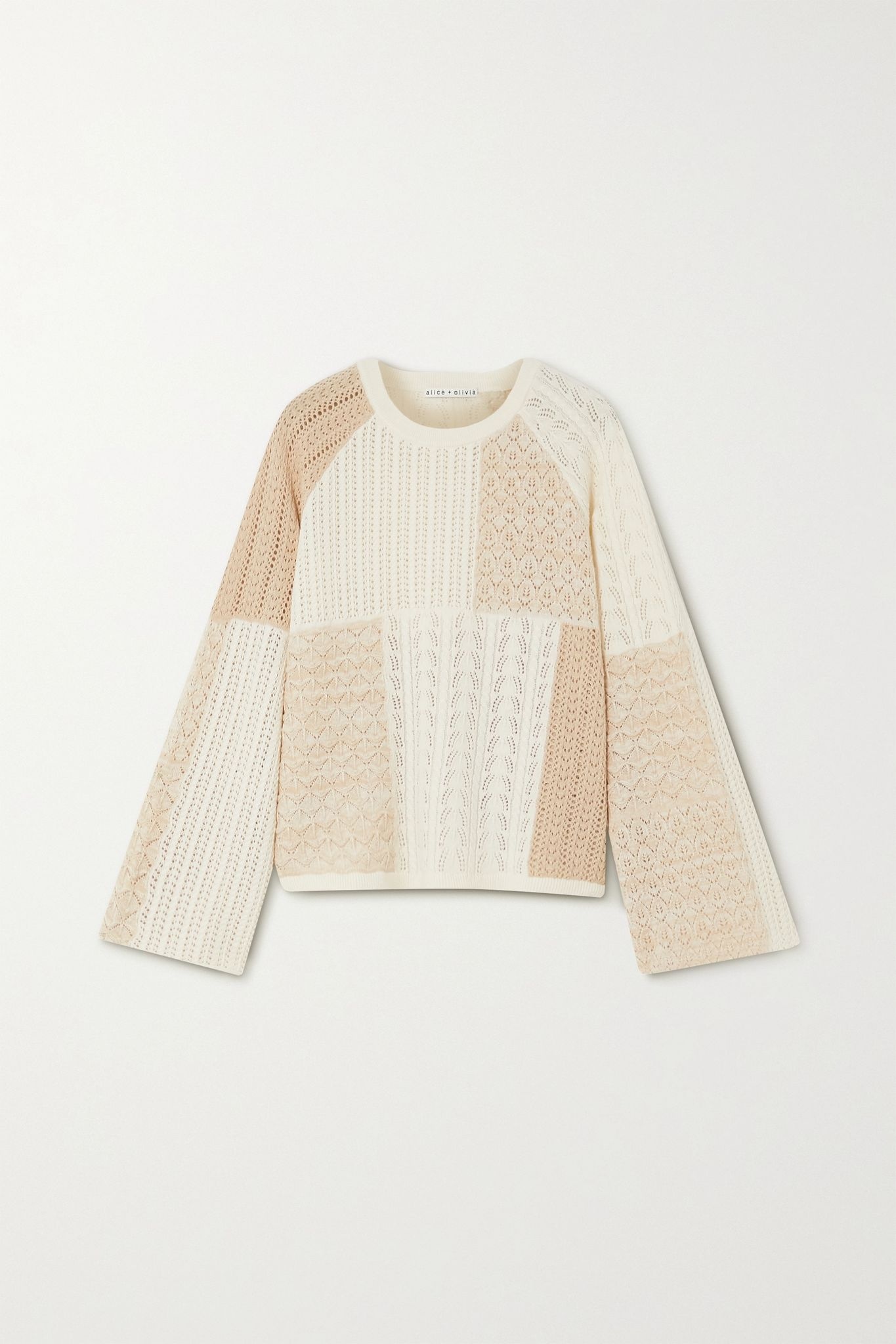 Martha patchwork pointelle-knit wool-blend sweater - 1