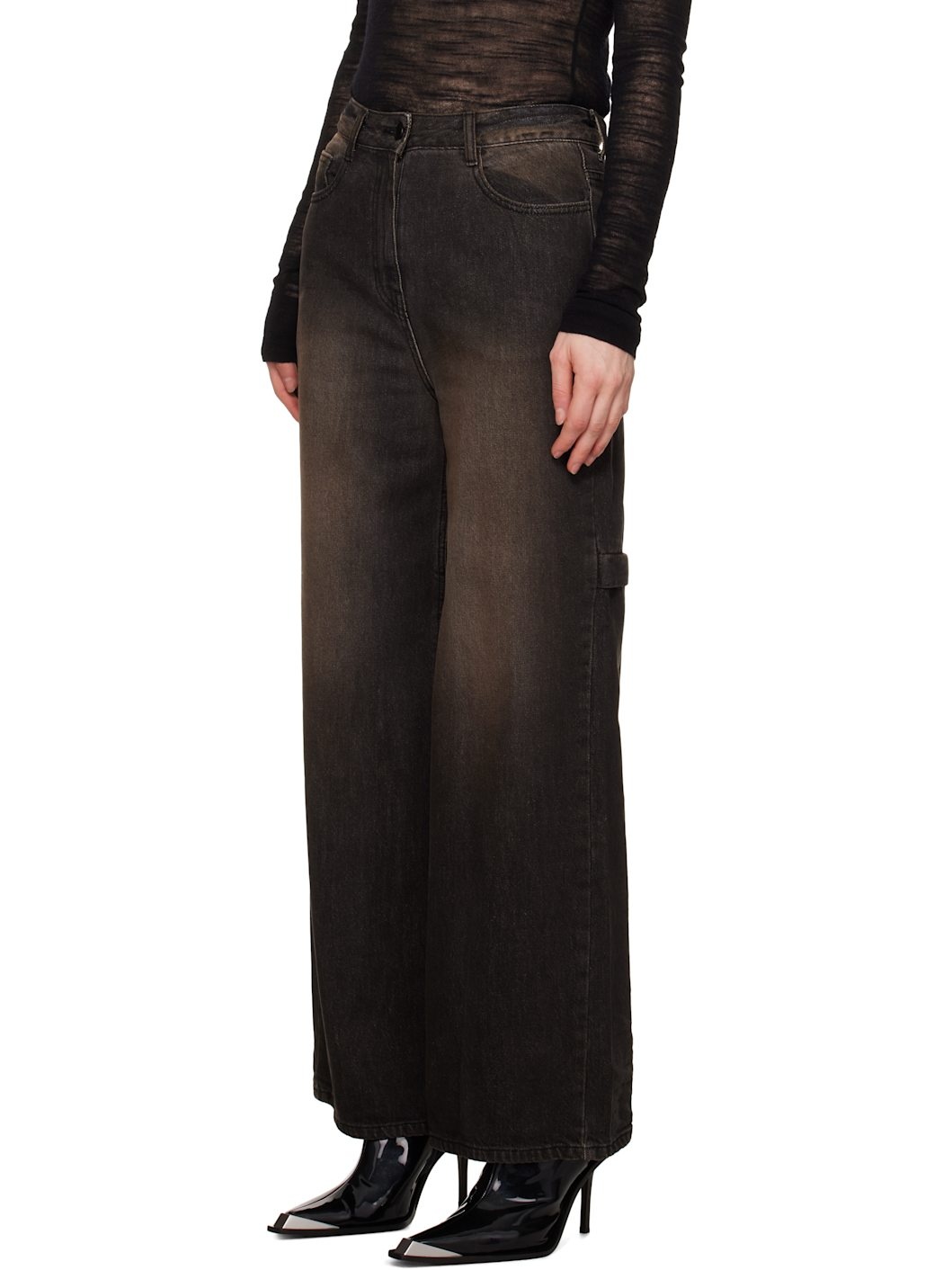 Black Layered Jeans & Shirt Set - 4