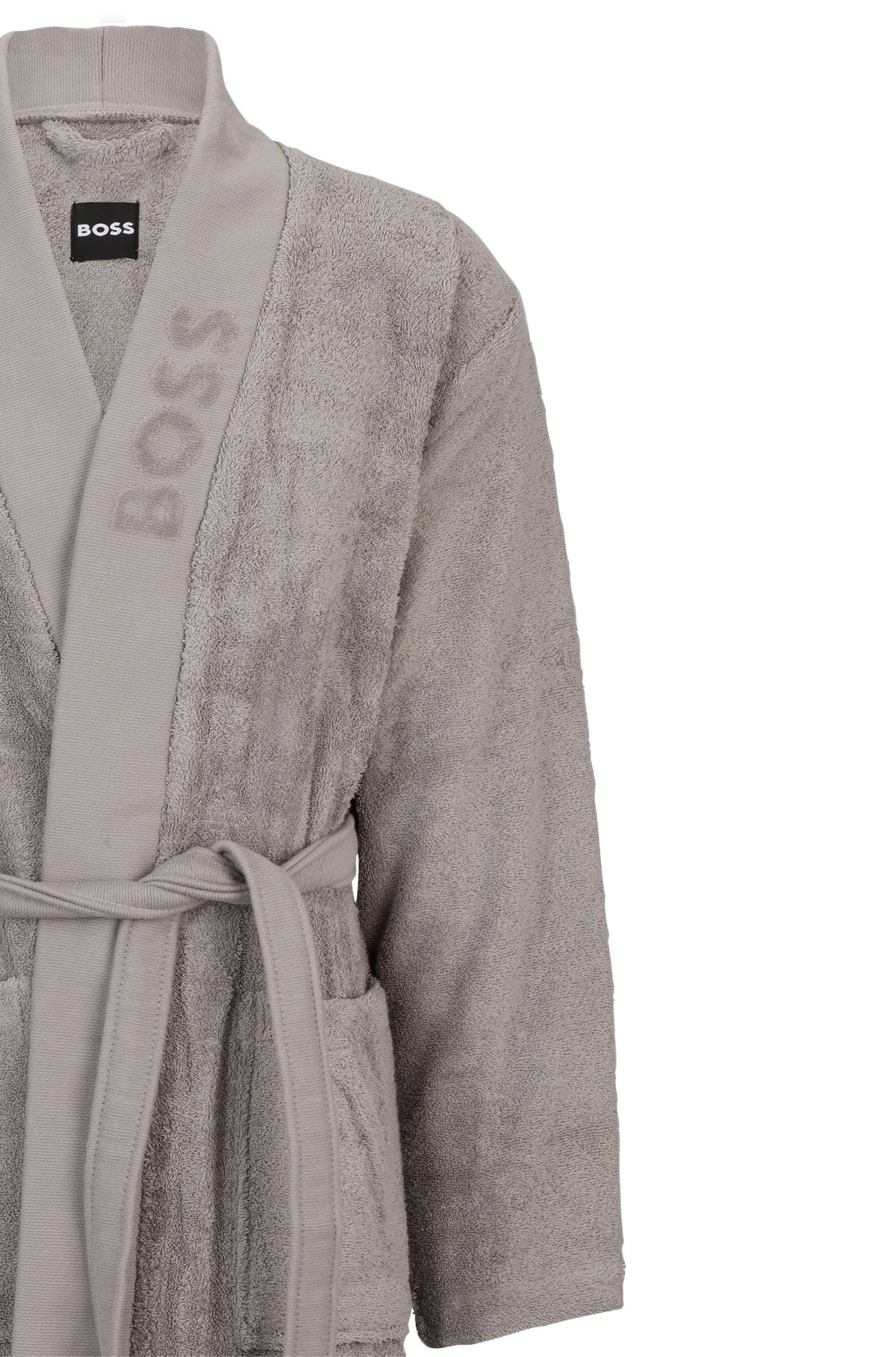 LOGO-LAPEL DRESSING GOWN IN LONG-FIBER COTTON - 3