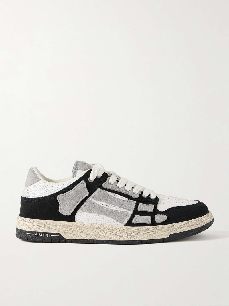Skel-Top Suede-Trimmed Crystal-Embellished Leather Sneakers - 1