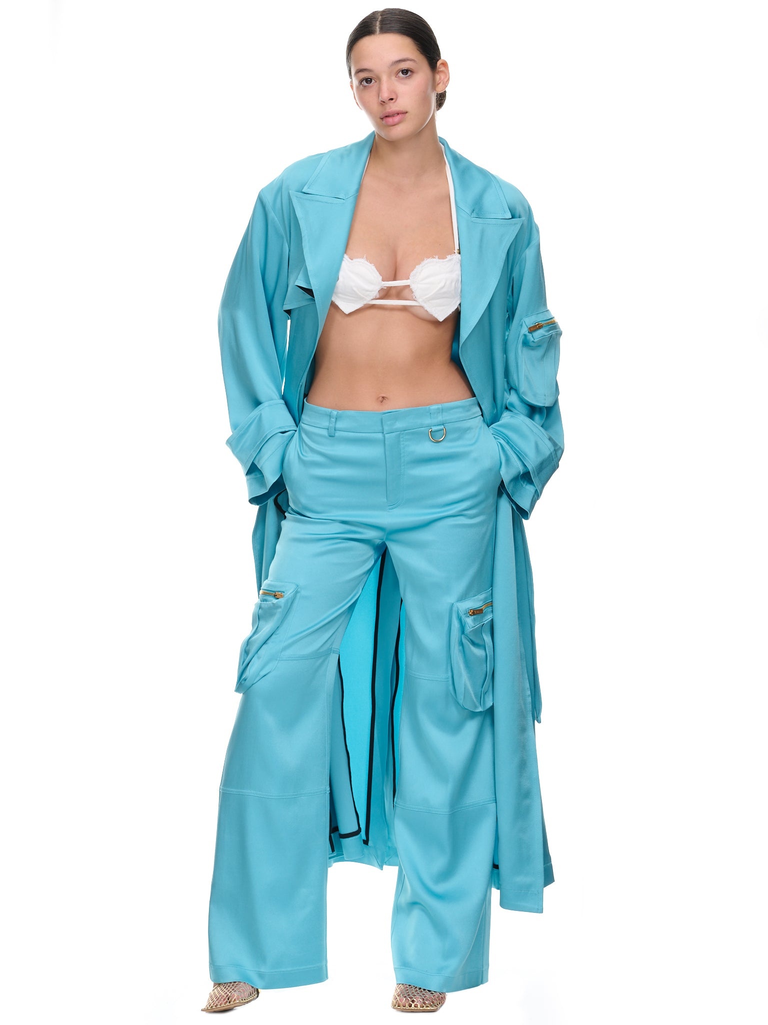 Satin Cargo Pants - 6