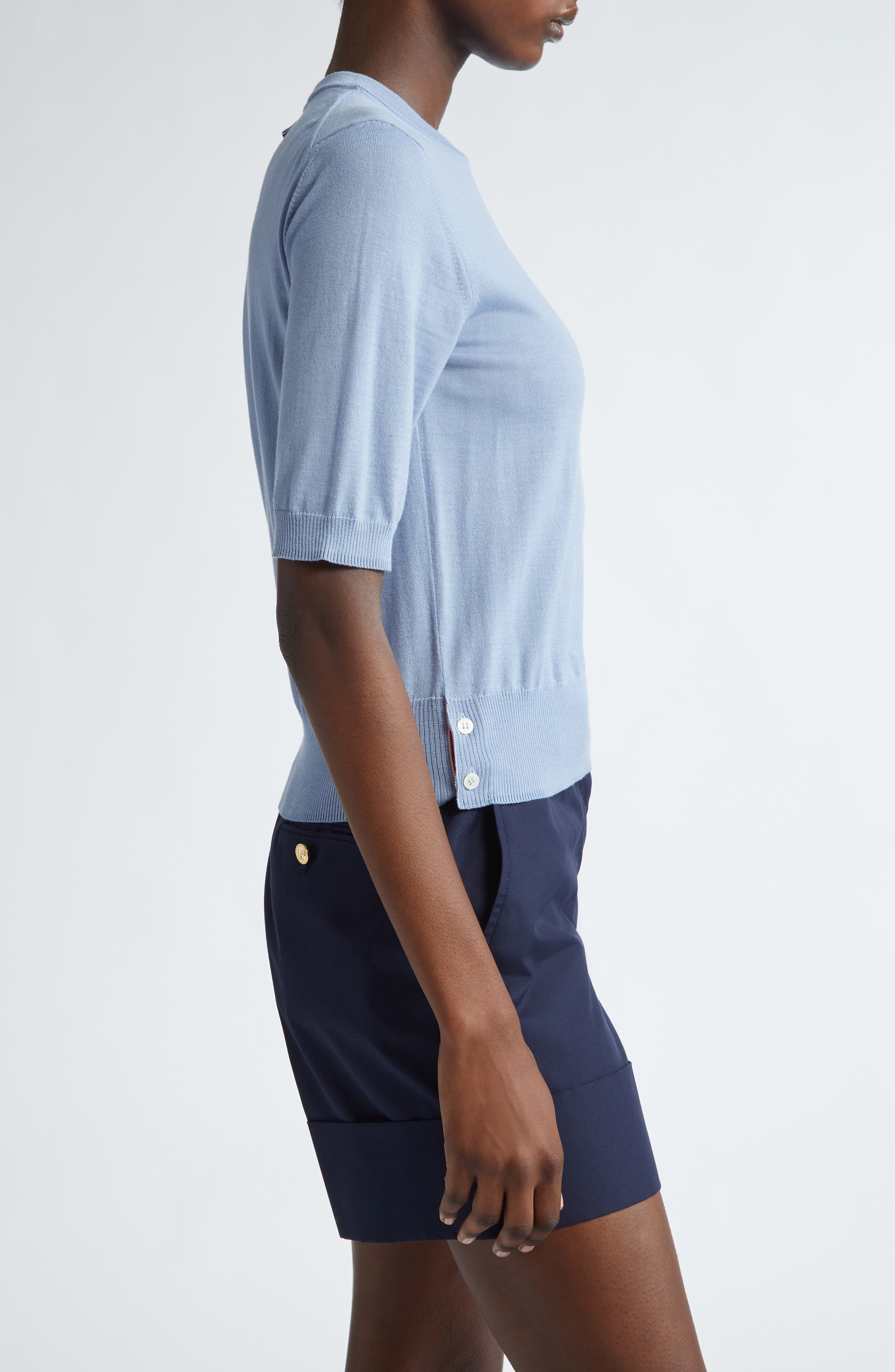 4-Bar Short Sleeve Wool & Cashmere Sweater - 3