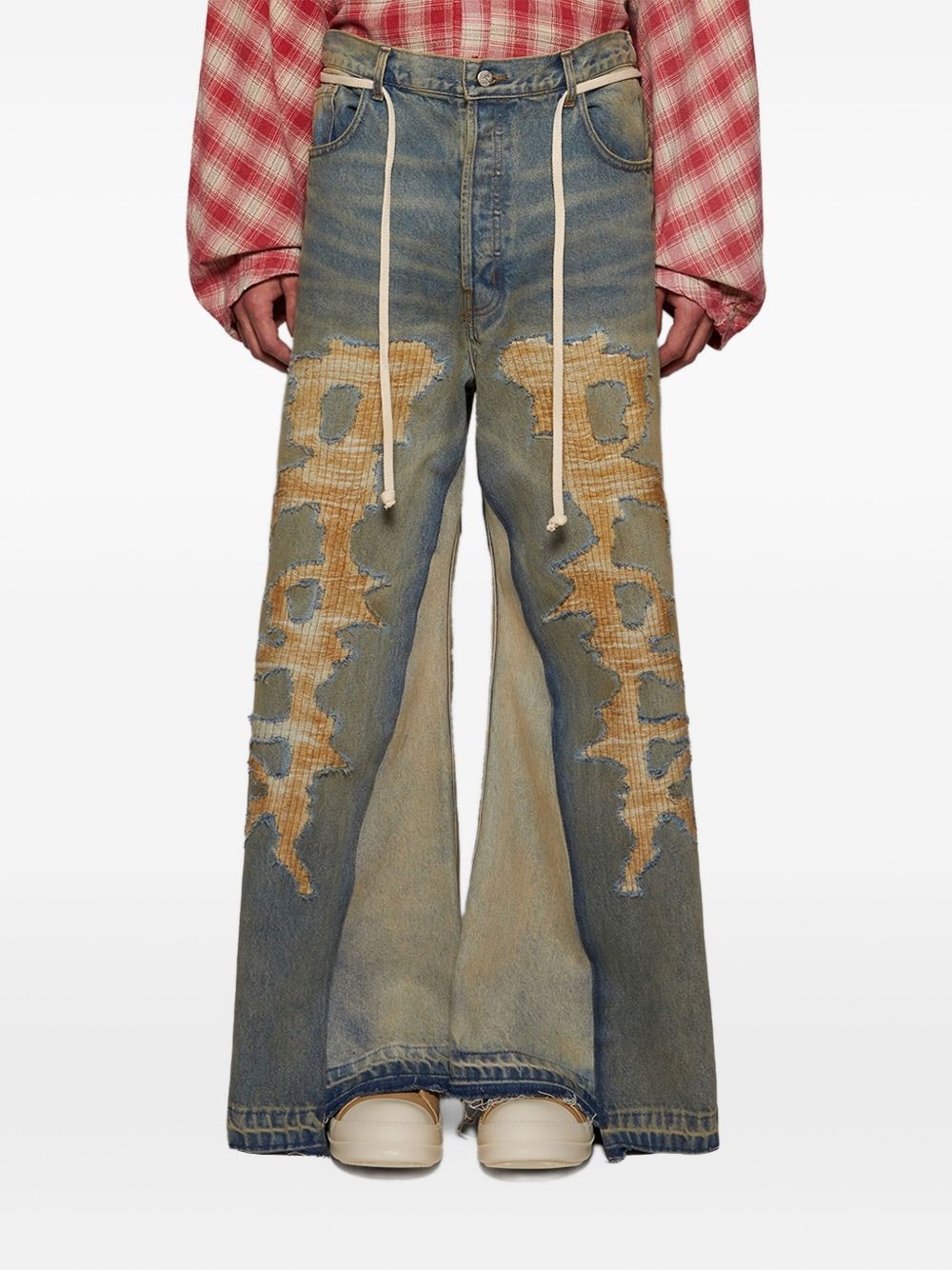 layered wide-leg jeans - 3