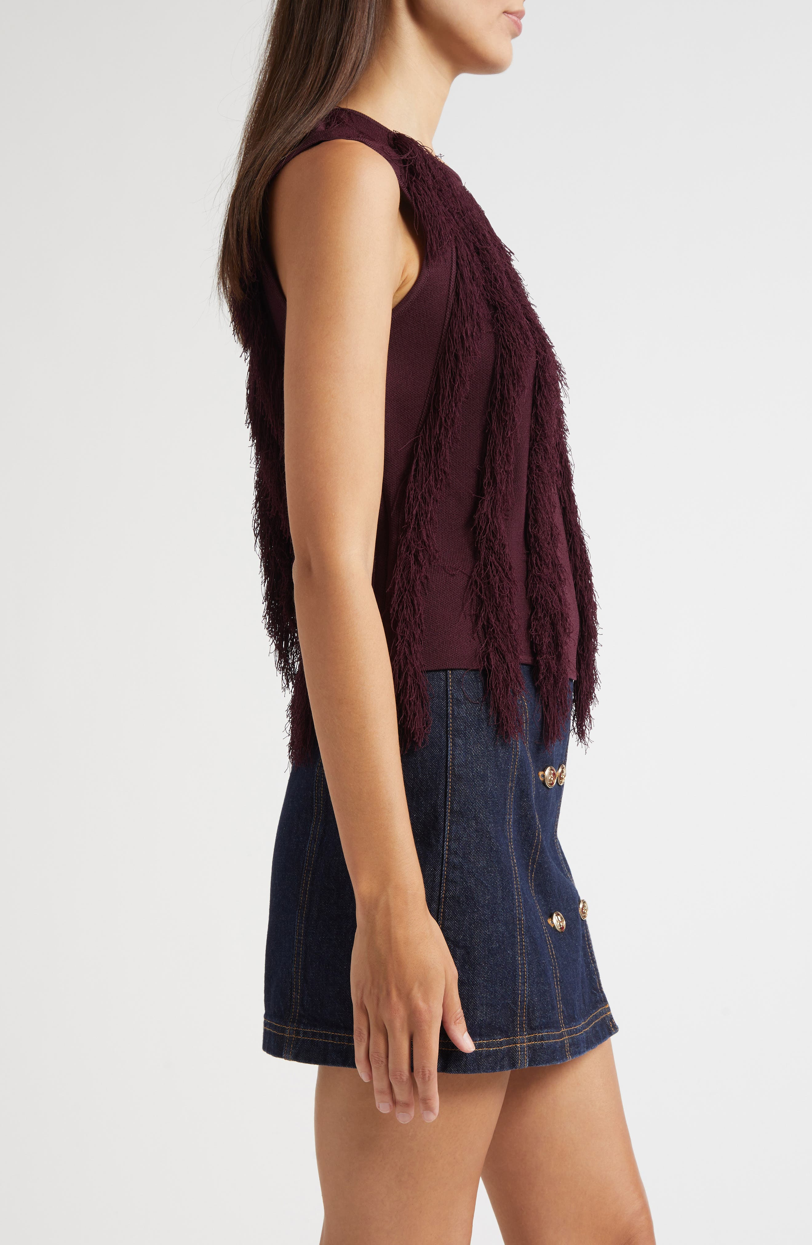 Ulla Johnson Bonnie Fray Sleeveless Top in Mahogany at Nordstrom - 3