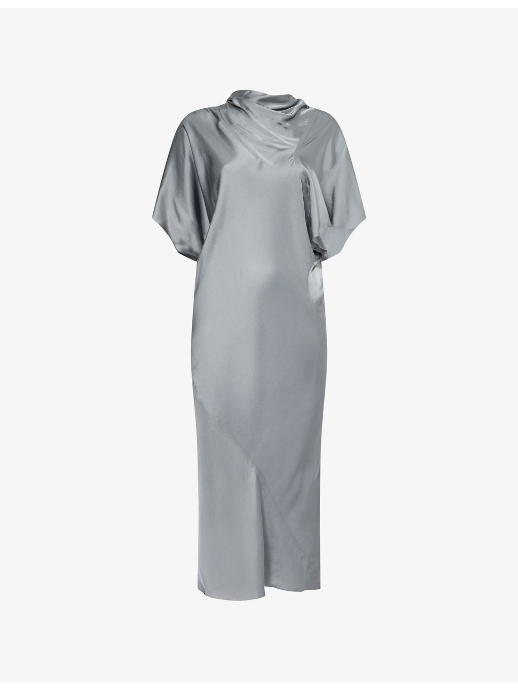 Seb Short-Sleeve Draped Satin Midi Dress - 1