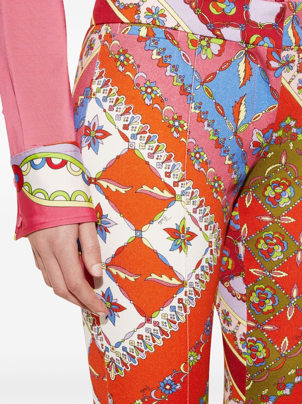 festa-print flared trousers - 5